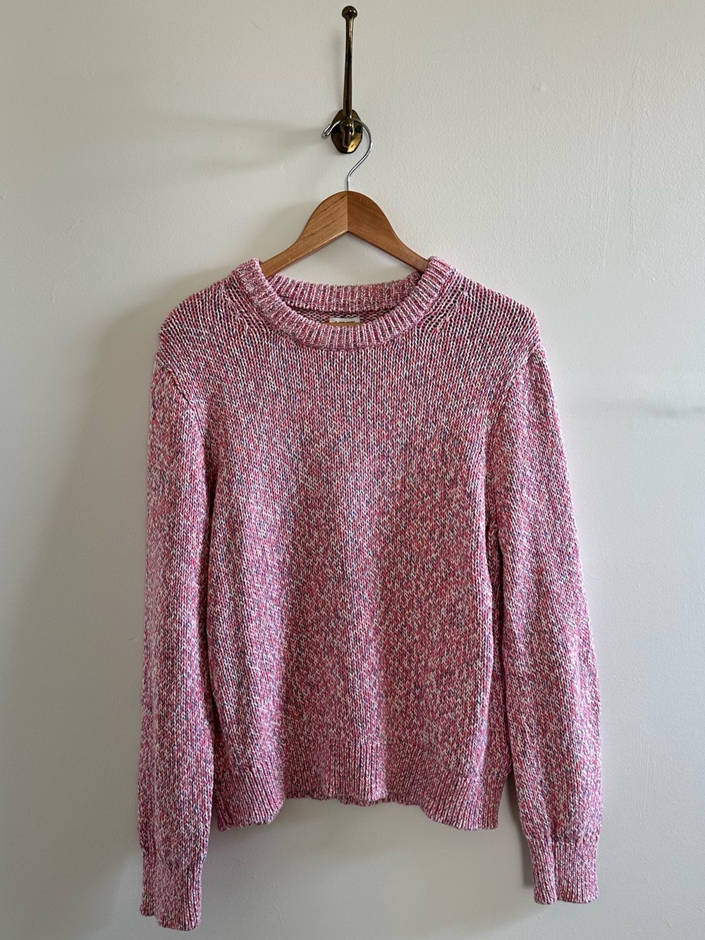 J crew pink multicolor thick crew neck sweater- XL